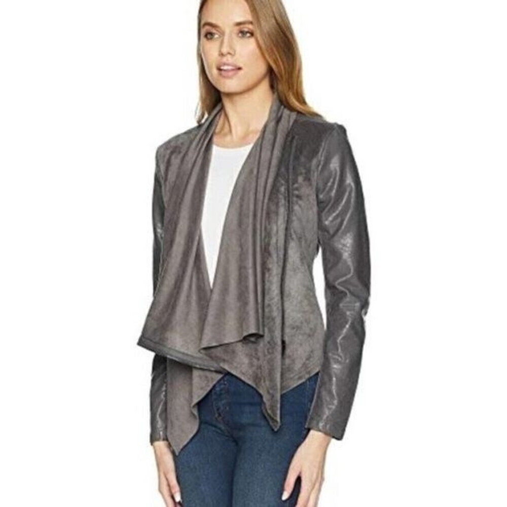 BLANKNYC Draped Faux Suede & Faux Leather Jacket 